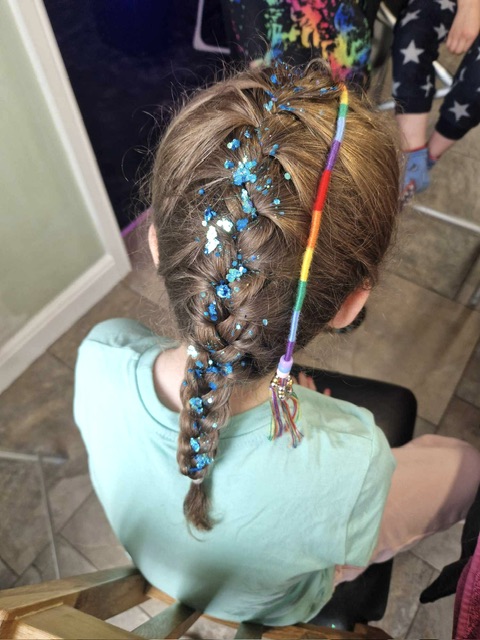 Girl with glitter hair braid in Telford